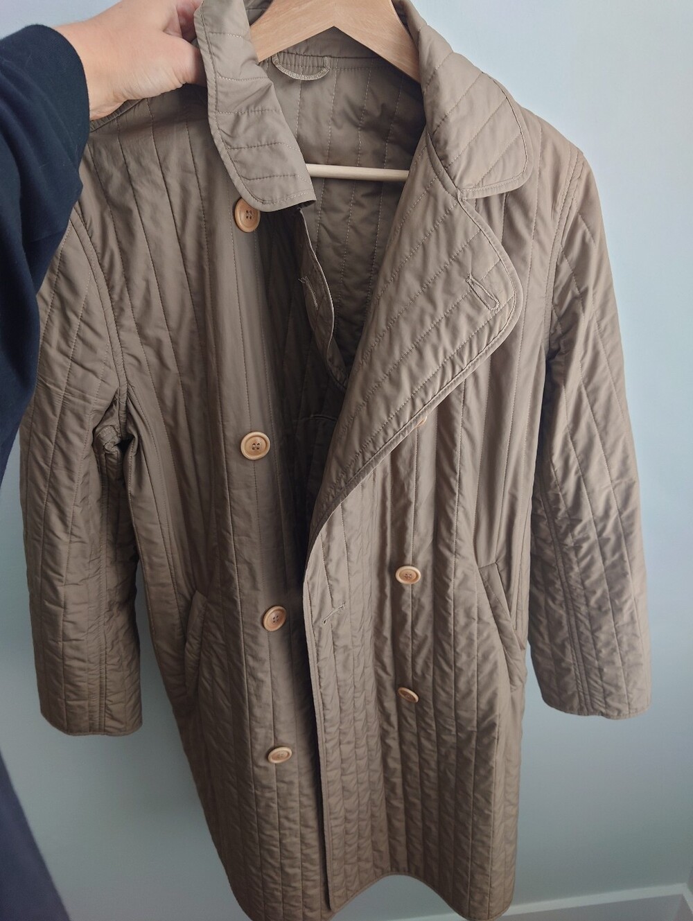 MAX MARA Weekend Quilted Lightweight Trench Tan Neutral Lightweight Coat Sz 10 - Picture 3 of 3